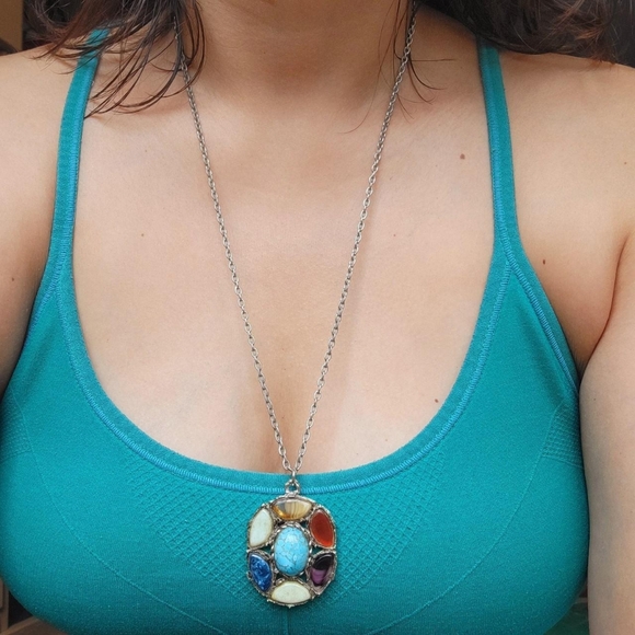 Vintage Silver Genuine Gemstone Necklace - Picture 7 of 8